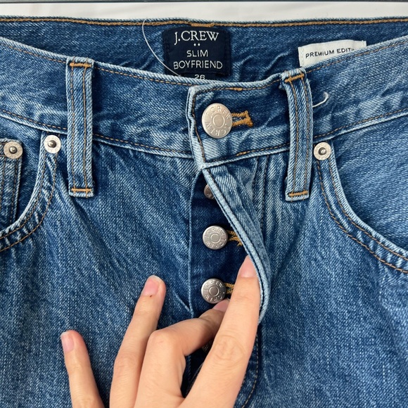 J. Crew Factory Premium Edition Slim Boyfriend Patchwork Jeans Button Fly - Picture 4 of 9